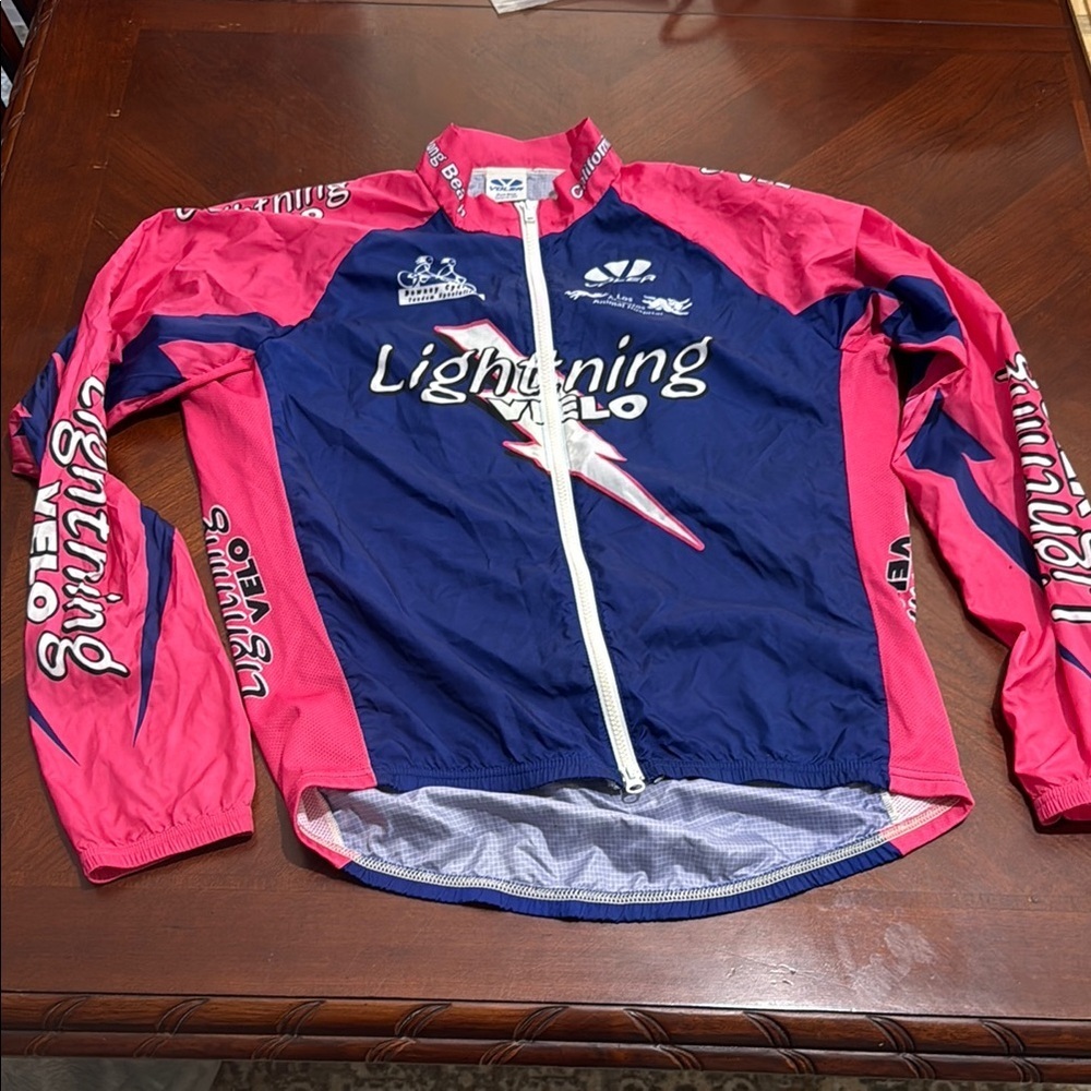 Vintage Women's Pink and Blue cycling Jacket